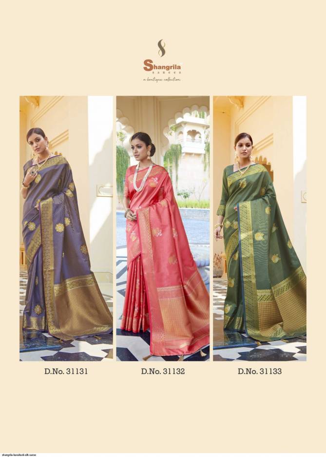 Shangrila Karaikudi Festive Wear Heavy Designer Silk Saree Collection
